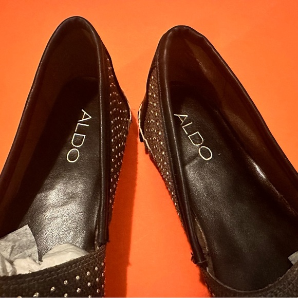 ALDO Olive Green & Black Gold Studded Espadrilles Sz 8 NWT - Picture 2 of 12